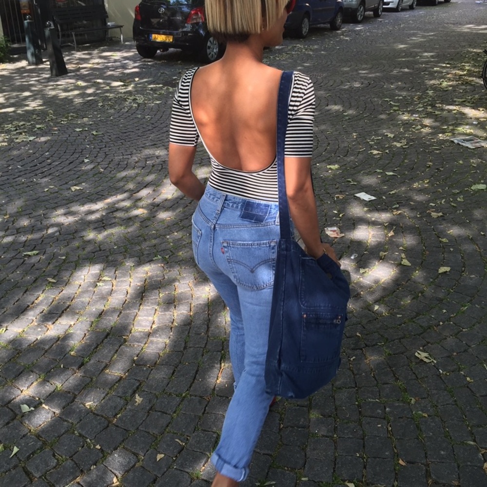High-Rise Slim Straight Jeans in Light Blue